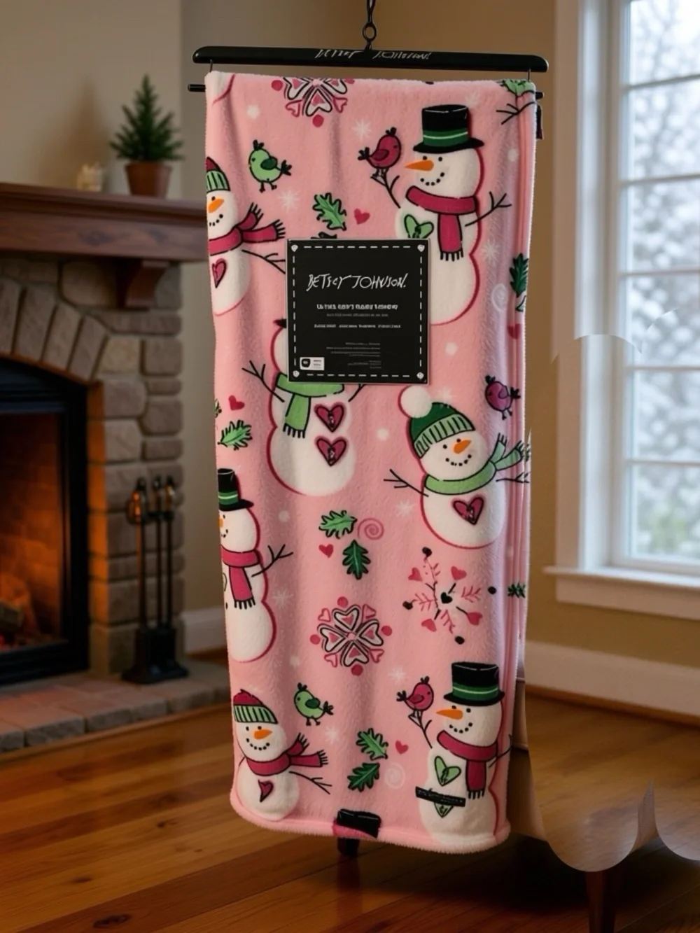 🆕🎄💋BETSEY JOHNSON💋OVERSIZED ULTRA SOFT PLUSH SNOWMAN ⛄️ THROW /BLANKET